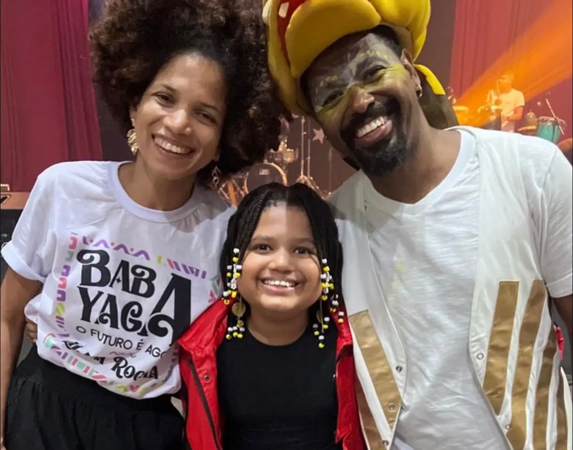 Donminique, Leandro Boneco e a filha do casal.