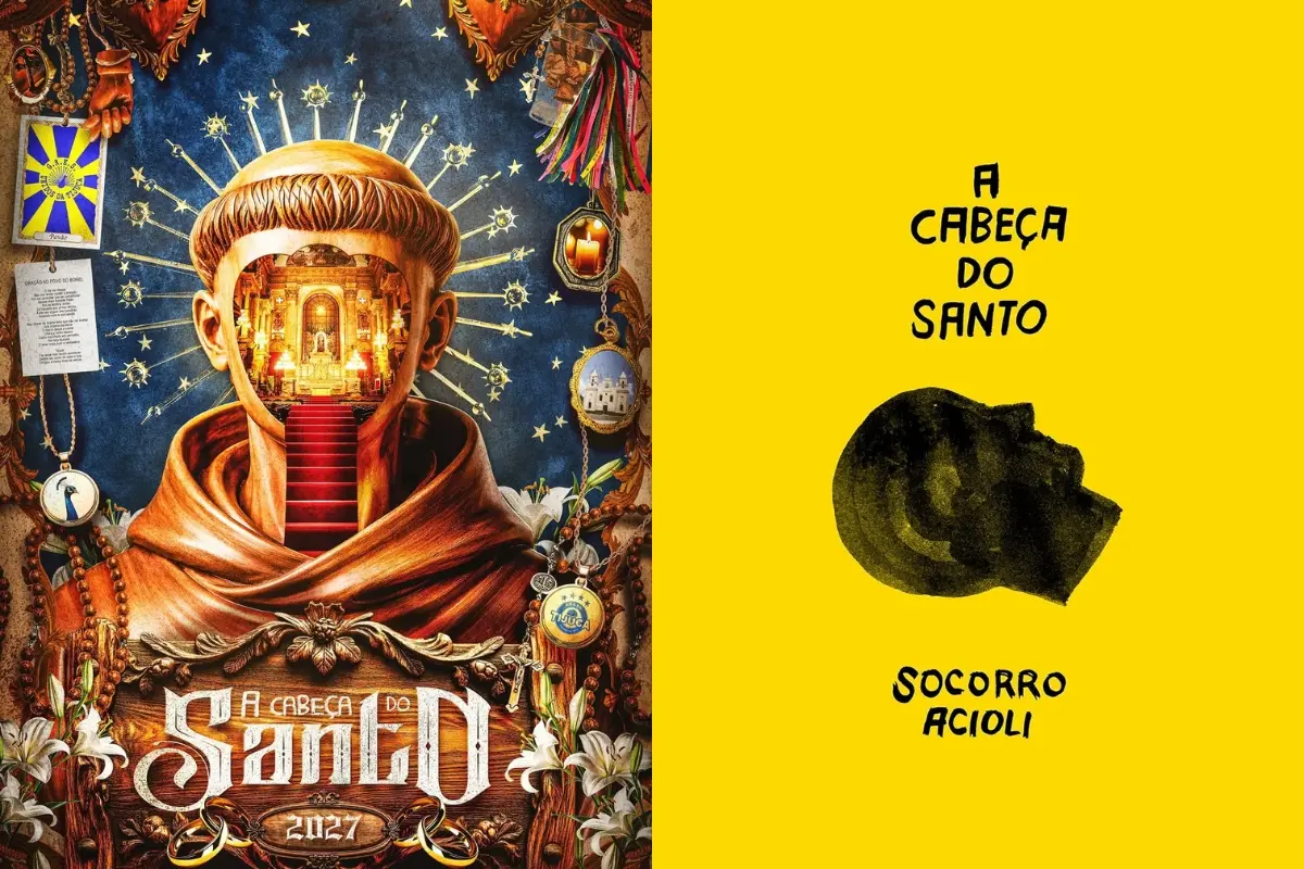 Imagem de divulgação do livro A cabeça do santo e do enredo da Unidos da Tijuca.