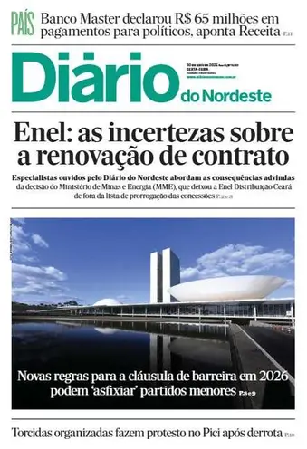 Capa da Edição do dia do jornal Diário do Nordeste