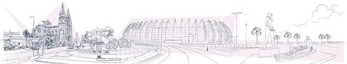 Ilustração de ontos históricos de Fortaleza.