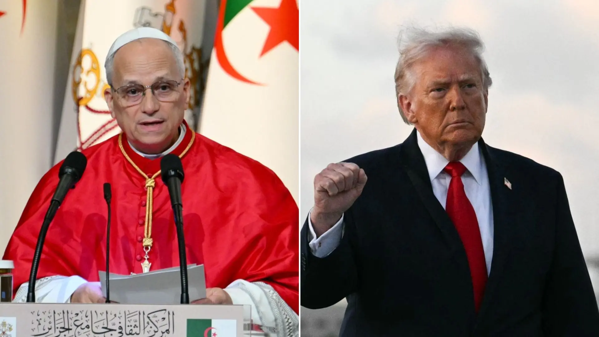 Montagem de fotos do Papa Leão XIV e do presidente dos Estados Unidos, Donald Trump.