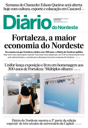 Capa da Edição do dia do jornal Diário do Nordeste
