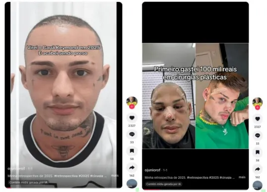 O influencer passou por plásticas para parecer um ator.