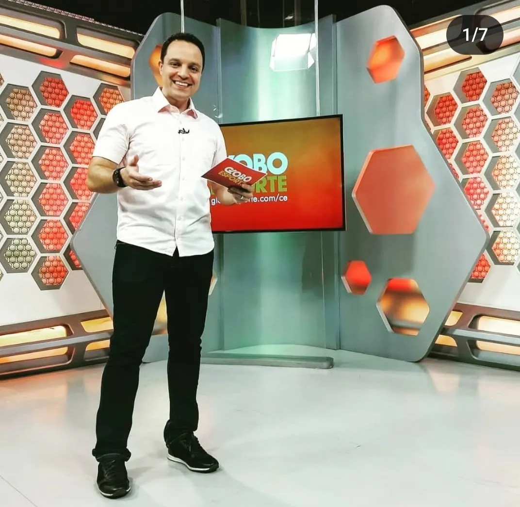 Fábio Pizzato durante apresentação do Globo Esporte, no Ceará.