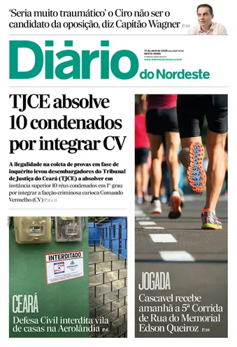 Capa da Edição do dia do jornal Diário do Nordeste