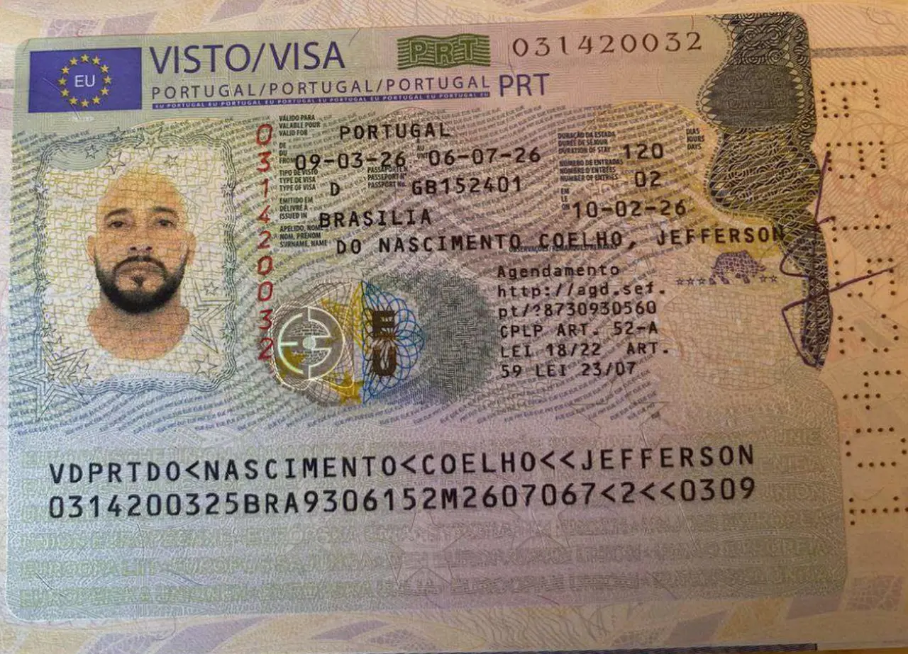Foto de visto para Portugal de Jefferson Nascimento Coelho.