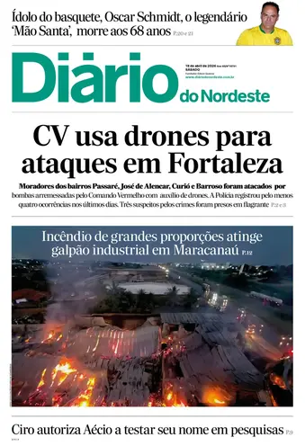 Capa da Edição do dia do jornal Diário do Nordeste