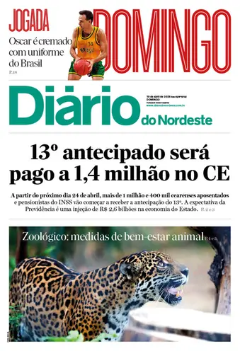 Capa da Edição do dia do jornal Diário do Nordeste