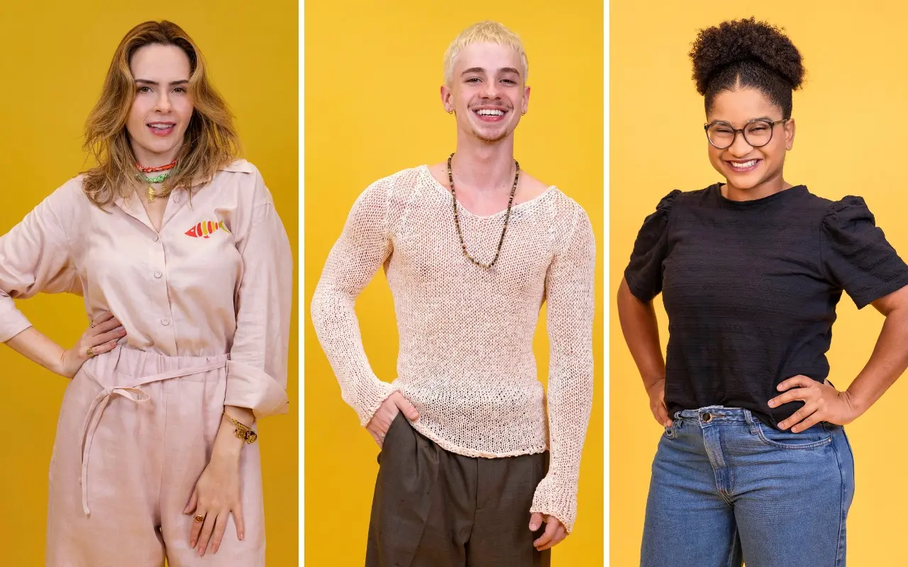 Imagem de Ana Paula, Juliano Floss e Milena, finalistas do BBB 26.