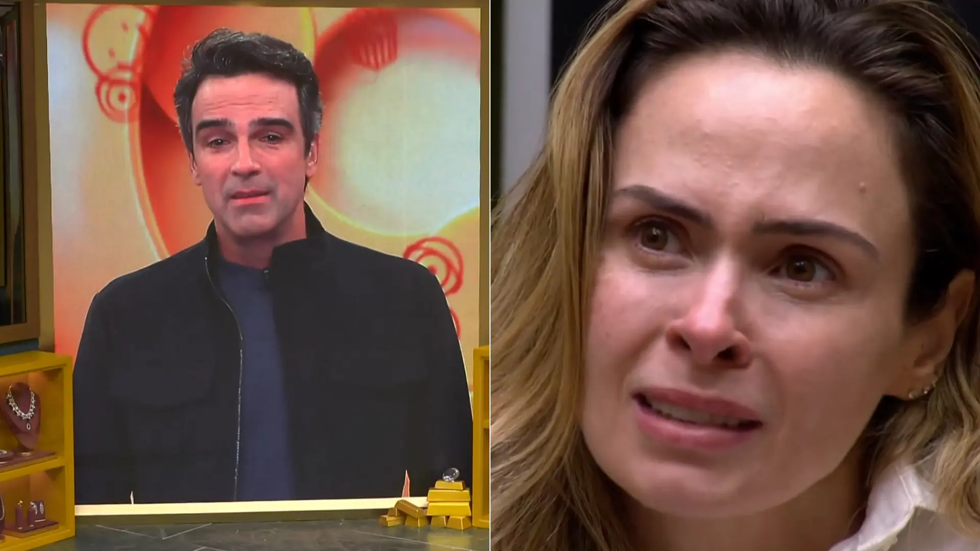 Tadeu discursa e Ana Paula chora. O apresentador perdeu o irmão e a sister o pai.