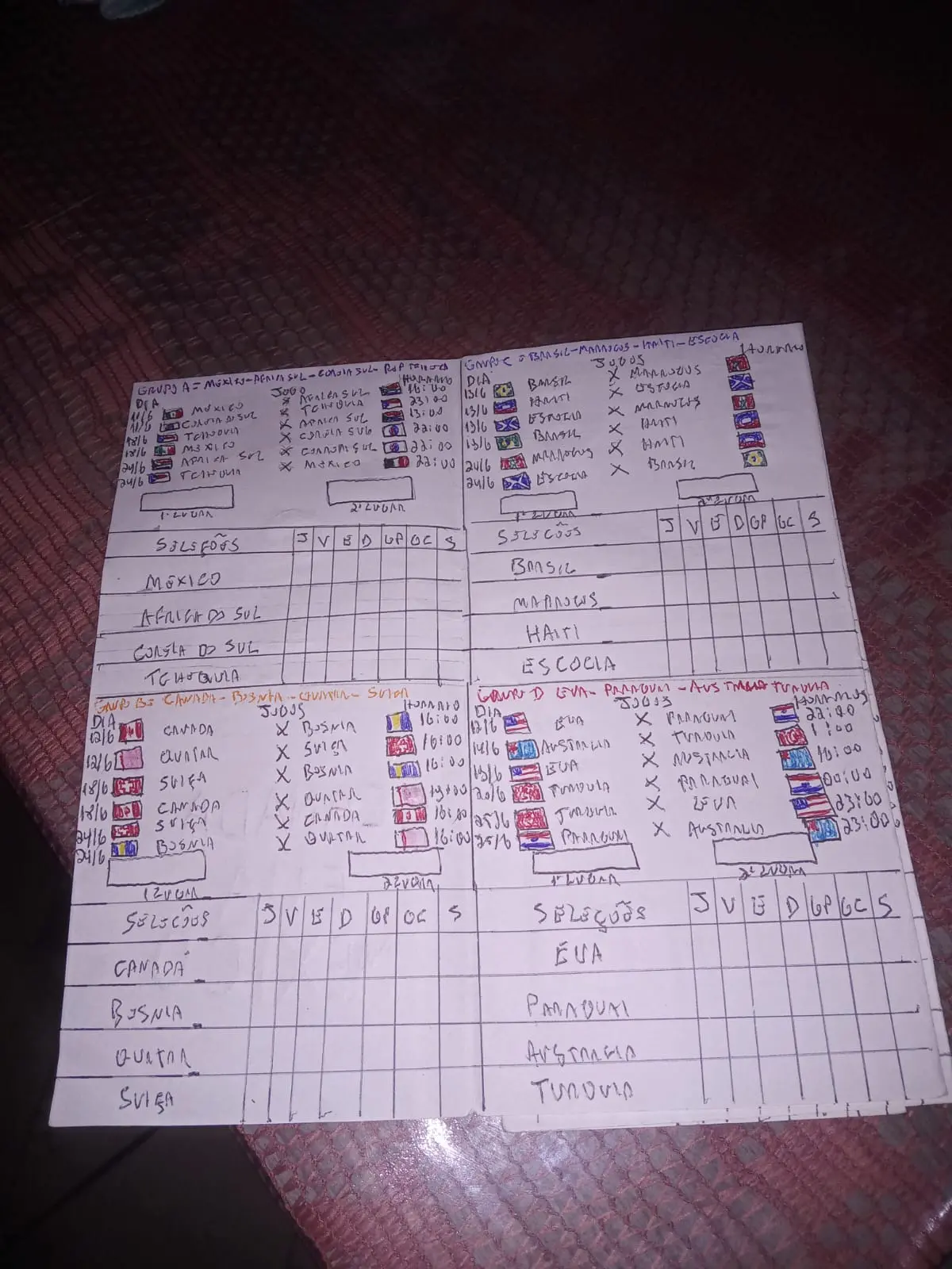 Cearense cria própria tabelinha da Copa do Mundo após não encontrar publicação