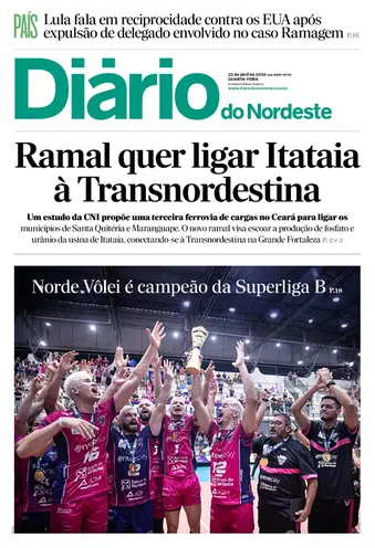 Capa da Edição do dia do jornal Diário do Nordeste