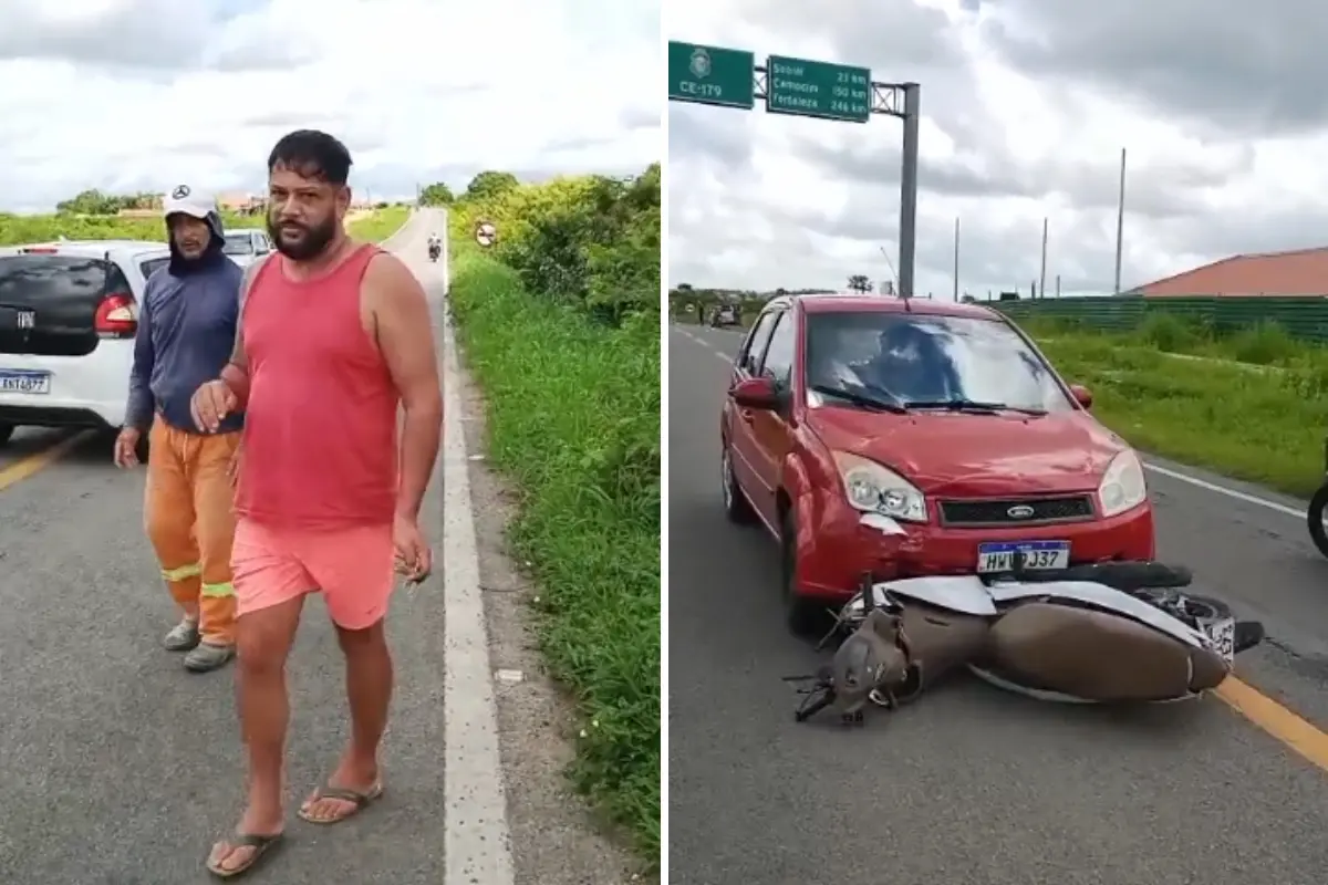 Imagem do acidente que ocorreu na entrada do município de Groaíras, no Ceará.
