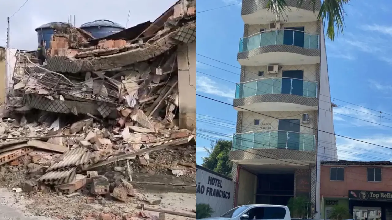 Parte do Hotel que ficou de pé passa por inspenção, segundo o governador.