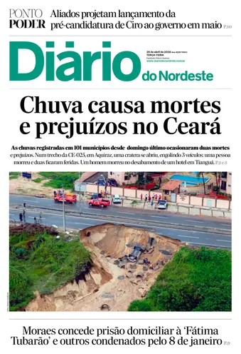 Capa da Edição do dia do jornal Diário do Nordeste