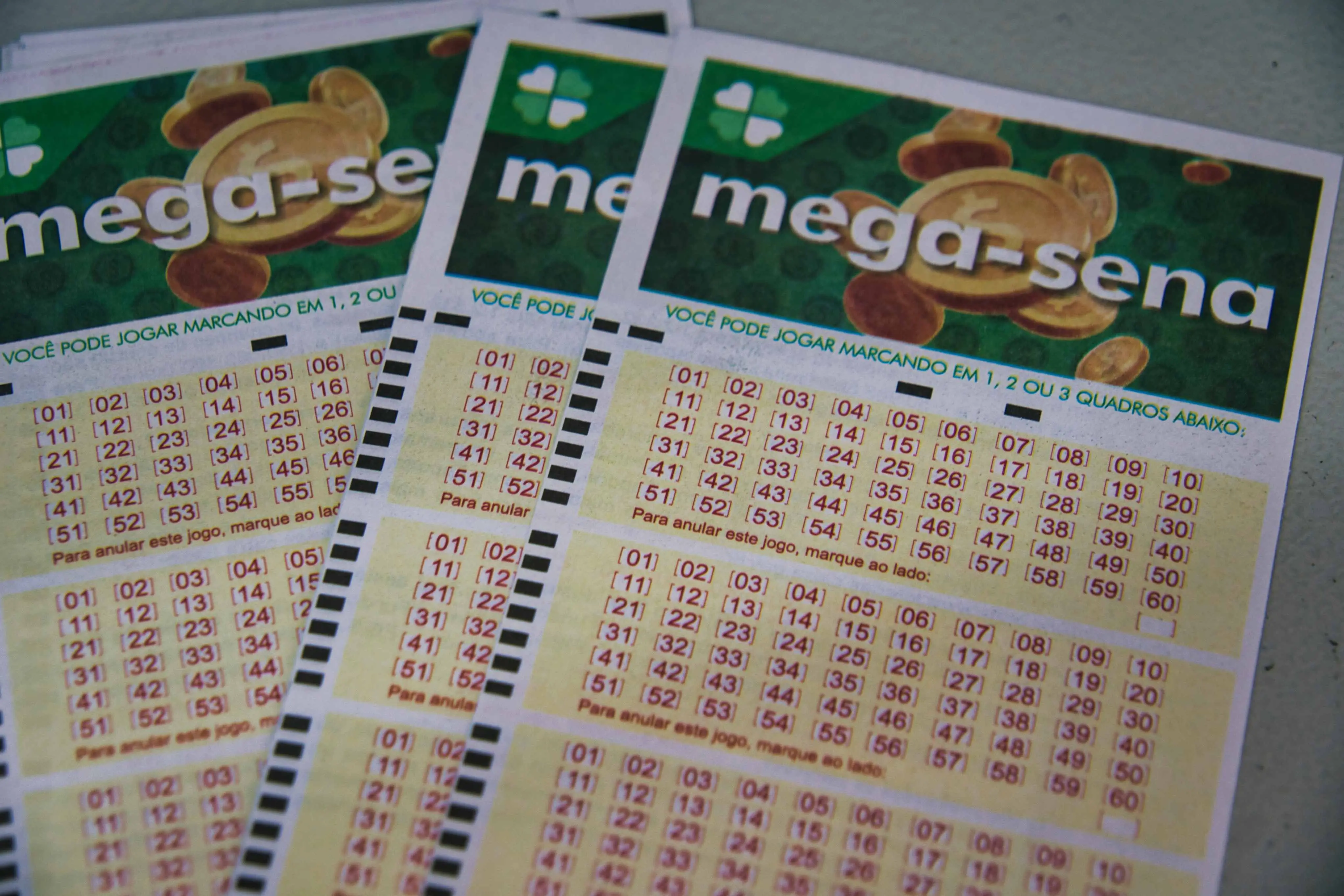 Imagem de bilhete da Mega-Sena, para matéria sobre mega-Sena pode pagar R$ 115 milhões nesta terça-feira.