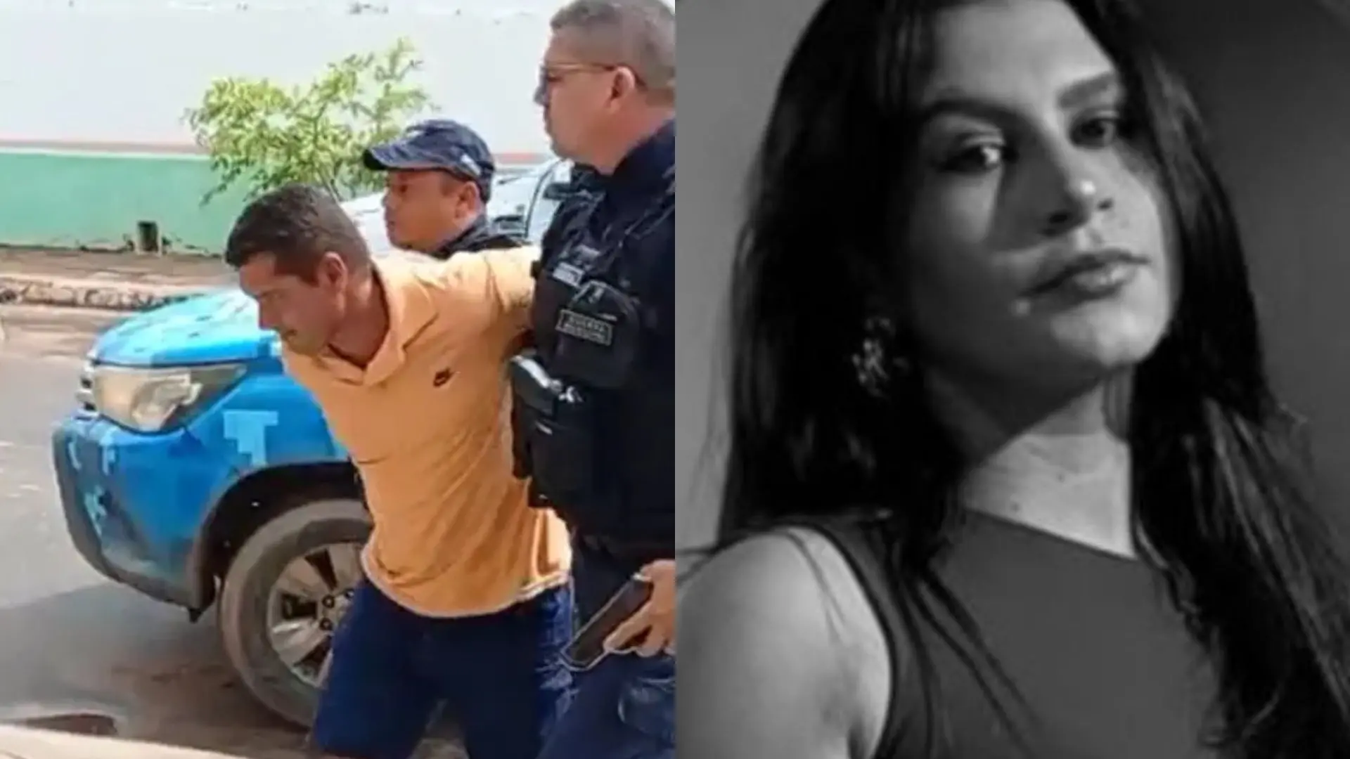 Foto de suspeito de feminicídio e vítima de 17 anos.