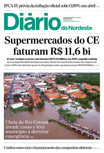 Capa da Edição do dia do jornal Diário do Nordeste