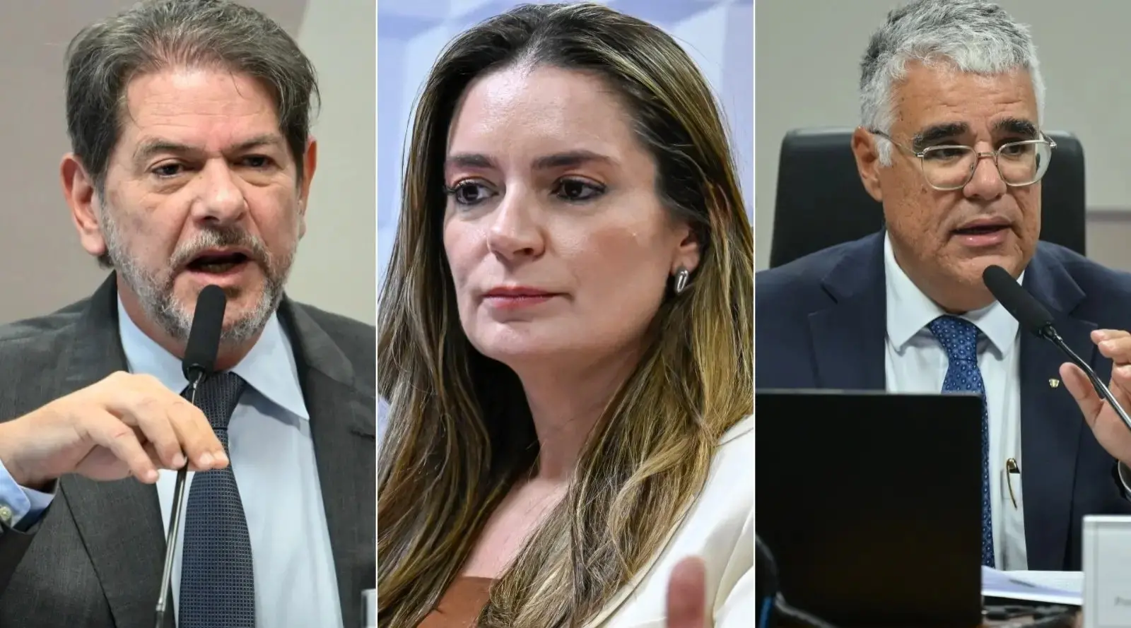 Da esquerda para a direita: Cid Gomes, Augusta Brito e Eduardo Girão. Imagem usada em matéria sobre como votaram na PL da dosimetria.