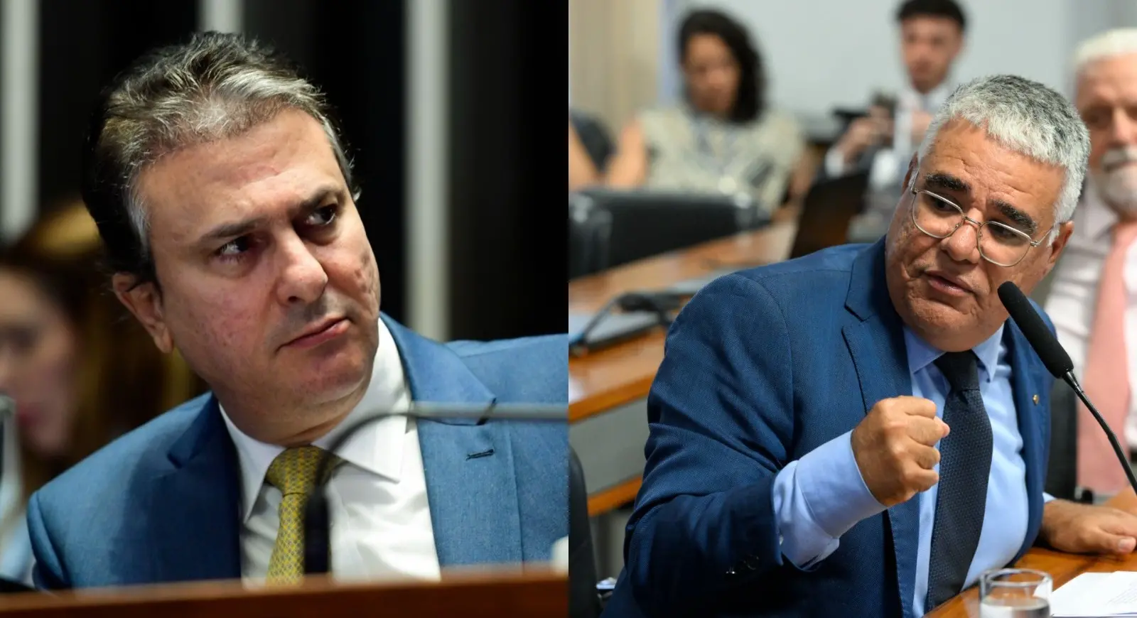 Da esquerda para a direita: Camilo Santana e Eduardo Girão. Imagem usada em matéria sobre como votaram na PL da dosimetria.