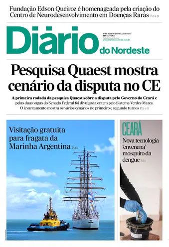 Capa da Edição do dia do jornal Diário do Nordeste