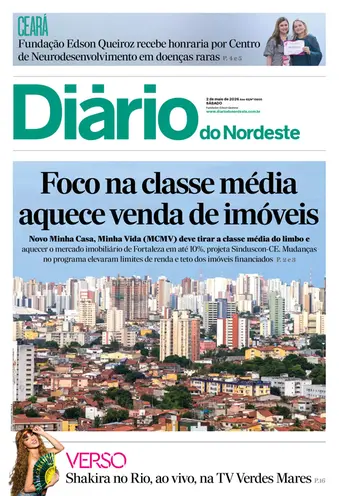 Capa da Edição do dia do jornal Diário do Nordeste