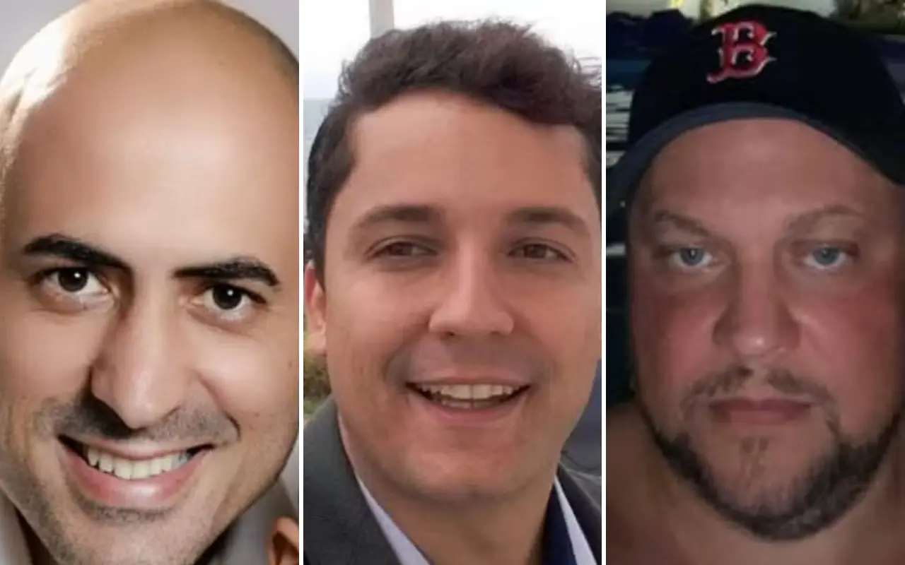 Imagem das vítimas Wellington Oliveira, Fernando Moreira Souto e Leonardo Berganholi, que morreram em acidente de avião em Belo Horizonte.