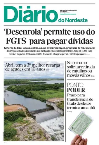 Capa da Edição do dia do jornal Diário do Nordeste