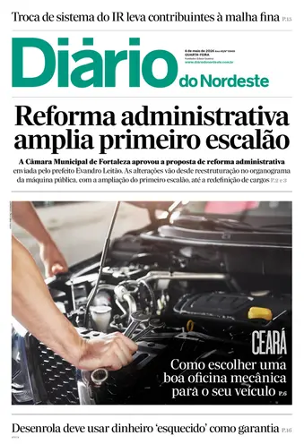 Capa da Edição do dia do jornal Diário do Nordeste