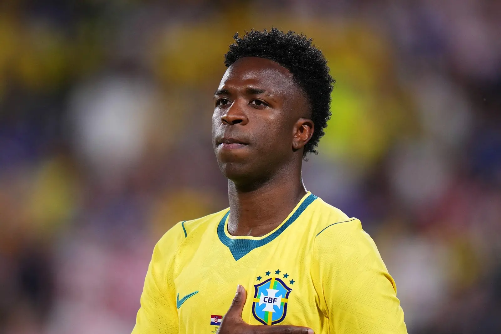 Vini Júnior em ação pela Seleção Brasileira