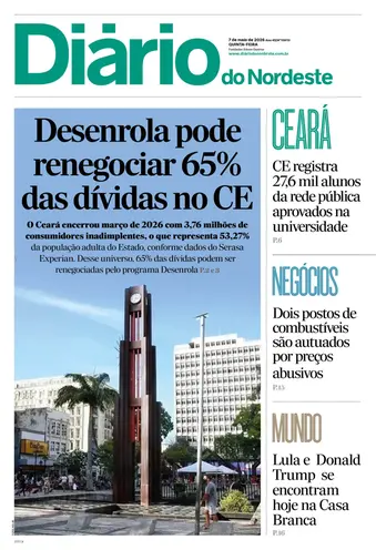 Capa da Edição do dia do jornal Diário do Nordeste