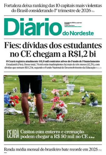Capa da Edição do dia do jornal Diário do Nordeste