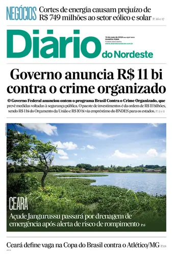 Capa da Edição do dia do jornal Diário do Nordeste