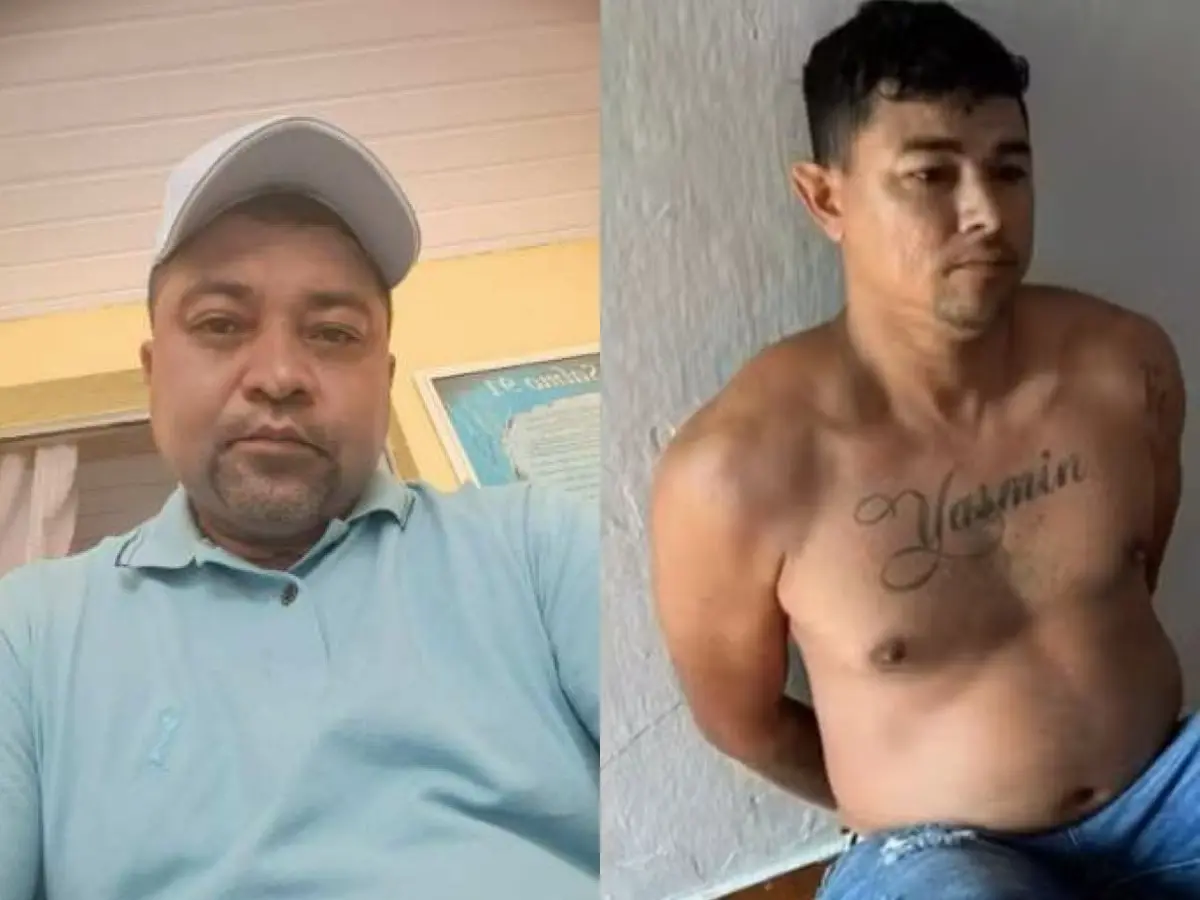 Montagem de duas fotos: na primeira, Ronivaldo Rocha, homem que mandou o irmão (que está na foto à direita), matar a jovem Ana Clara, que teve as mãos decepadas.