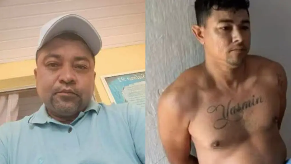 Montagem de duas fotos: na primeira, Ronivaldo Rocha, homem que mandou o irmão (que está na foto à direita), matar a jovem Ana Clara, que teve as mãos decepadas.