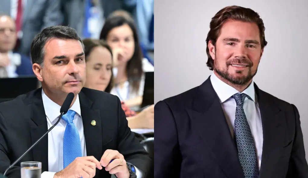 montagem com flavio bolsonaro e daniel vorcaro.