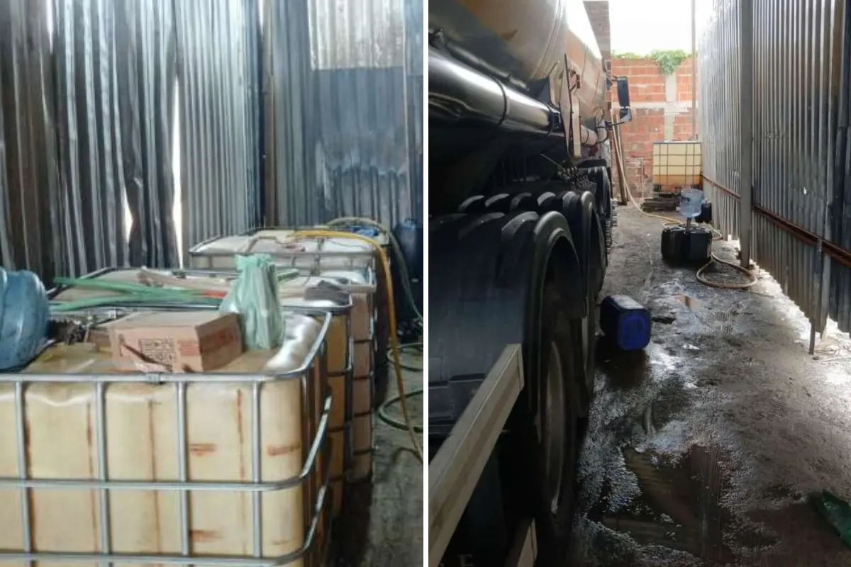 Imagem de combustíveis e um veículo para ilustrar matéria sobre trio é preso em flagrante e 50 mil litros de combustíveis são apreendidos em Fortaleza.