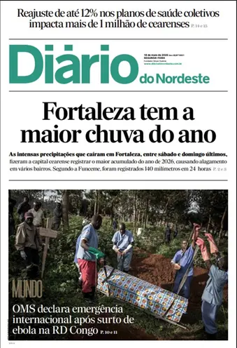 Capa da Edição do dia do jornal Diário do Nordeste