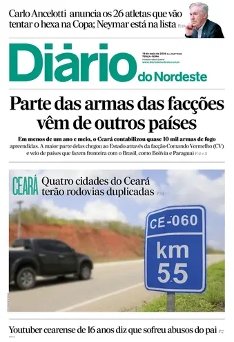 Capa da Edição do dia do jornal Diário do Nordeste
