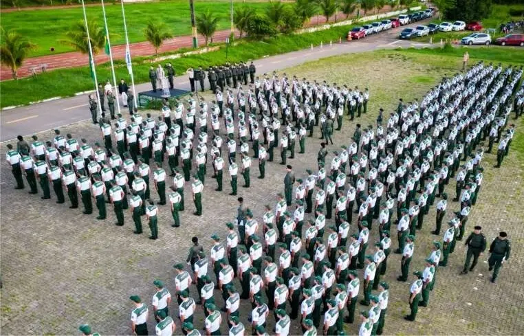 Policiais militares na Academia Estadual de Segurança Pública do Ceará.