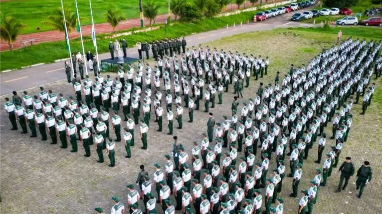 Policiais militares na Academia Estadual de Segurança Pública do Ceará.
