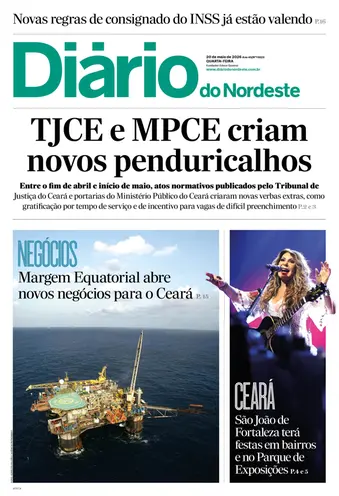 Capa da Edição do dia do jornal Diário do Nordeste