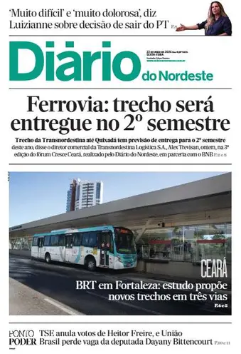 Capa da Edição do dia do jornal Diário do Nordeste