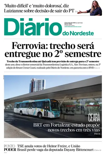Capa da Edição do dia do jornal Diário do Nordeste