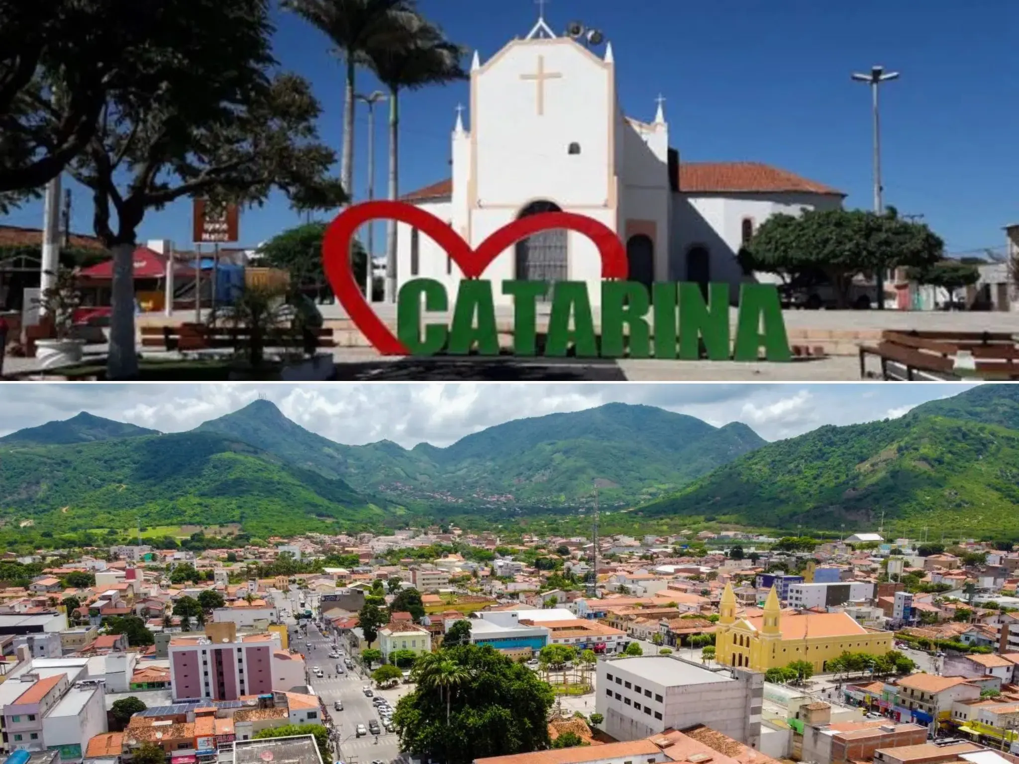 Fotos aéreas dos municípios de Catarina e Itapipoca, ambos no Ceará.