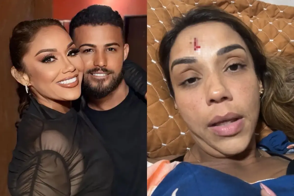 Imagem da cantora de forró Walkiria e seu ex-companheiro, o baterista Lucas.
