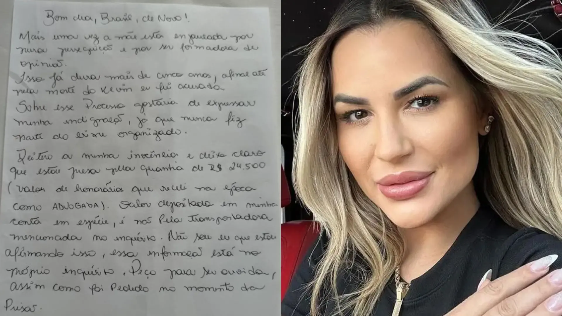Imagem da notícia ‘Enjaulada por perseguição’, escreve Deolane em carta na prisão