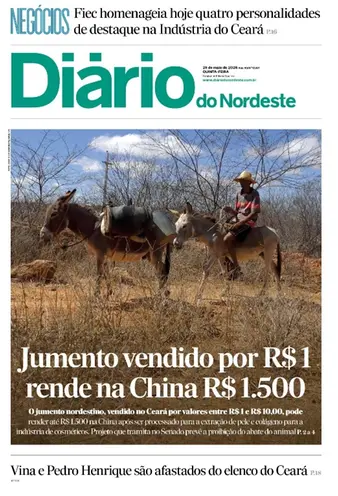 Capa da Edição do dia do jornal Diário do Nordeste