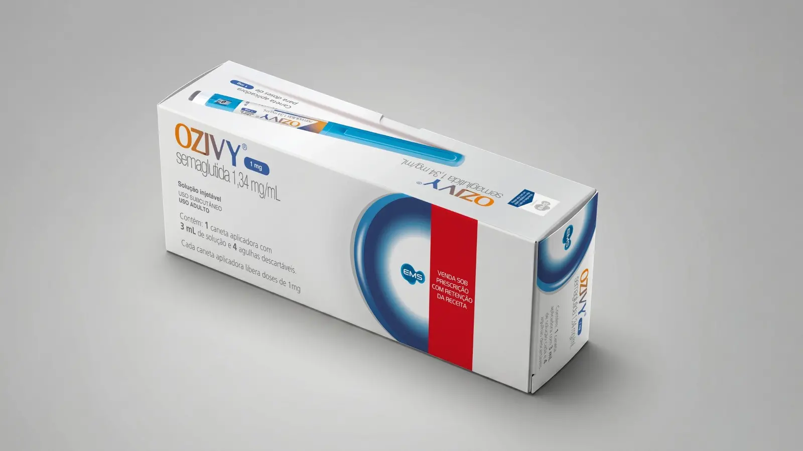 Foto de medicamento de semaglutida sintética a ser produzido pela EMS.