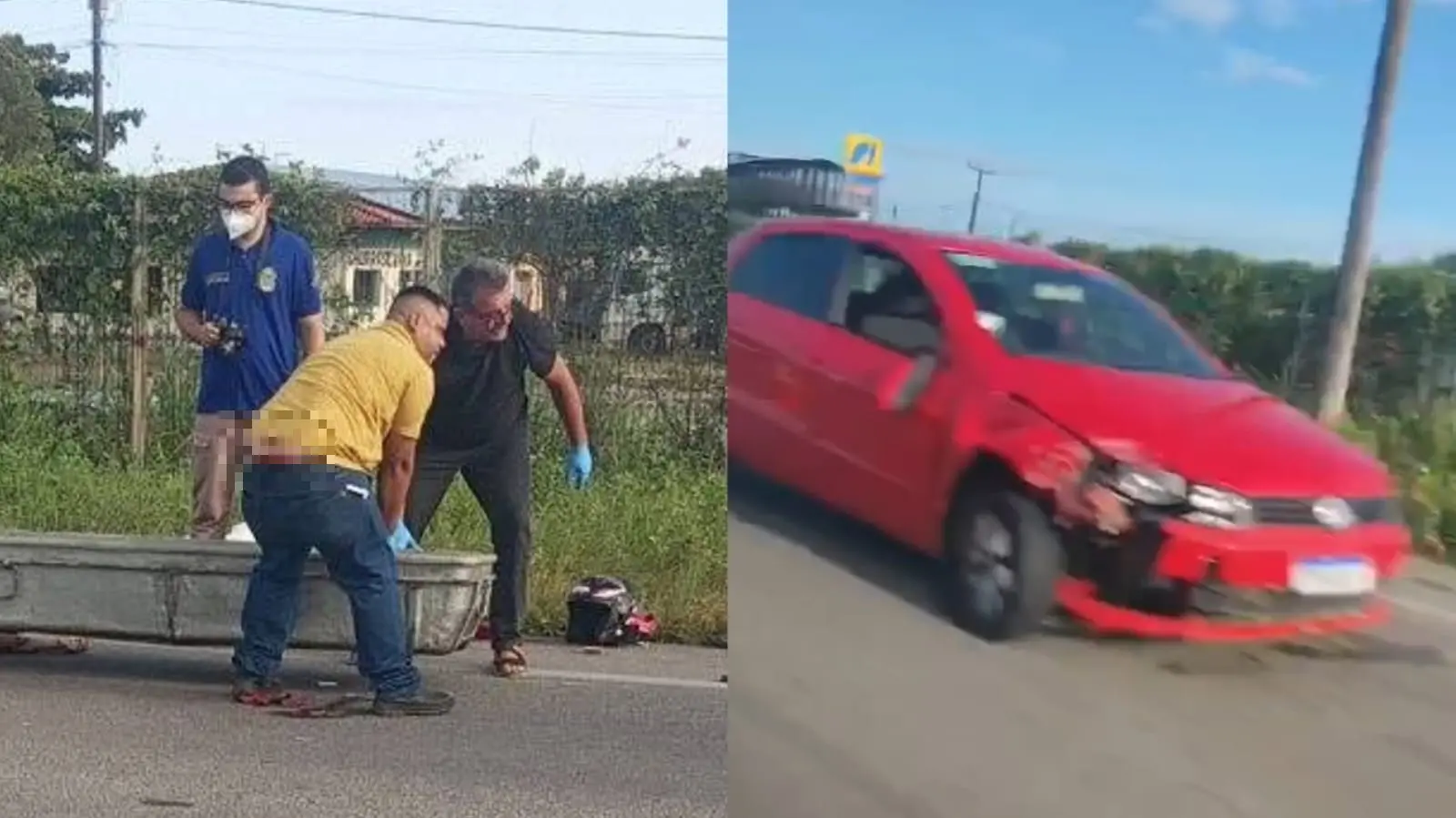 Carro envolvido em acidente em Caucaia.